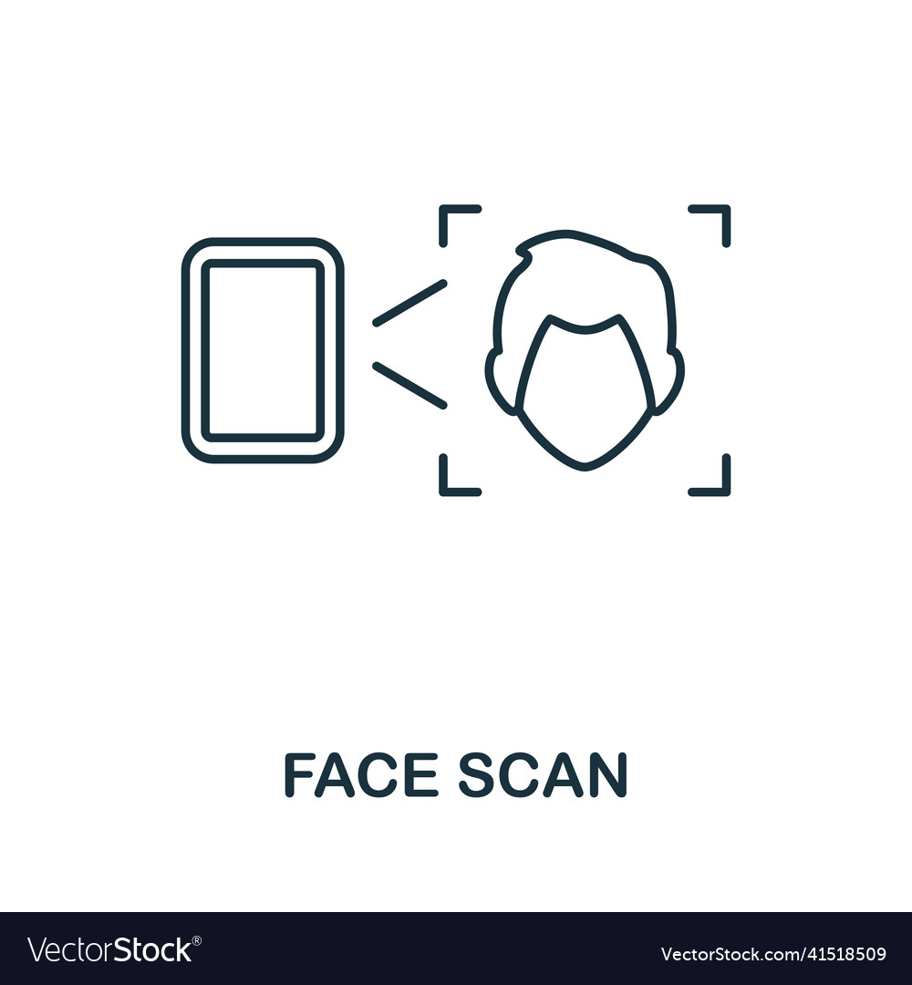 Face scan icon line element from technology vector image Face scan icon line element from technology