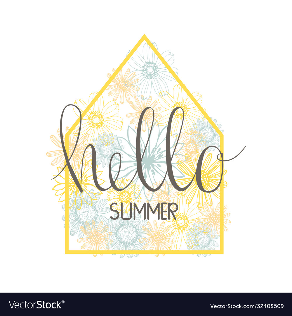 Hello summer print with floral house