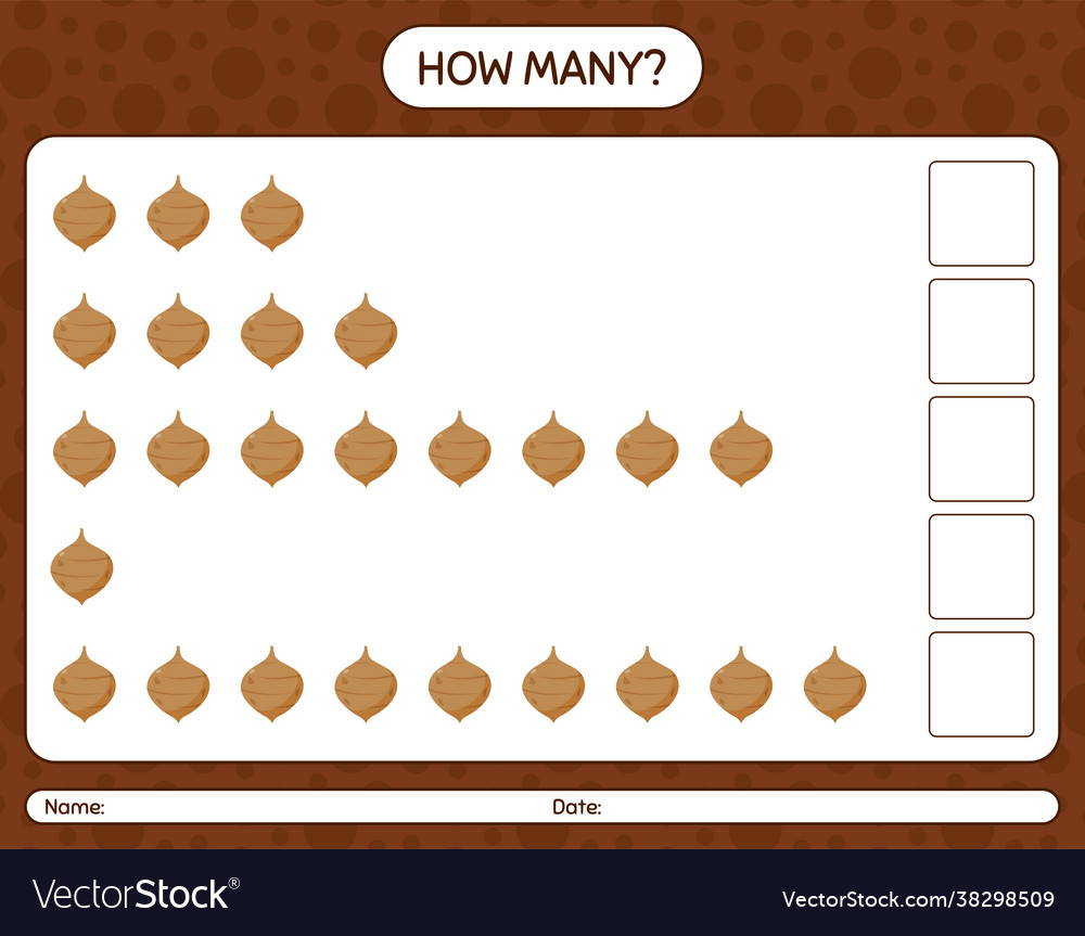 How many counting game with jicama worksheet vector image How many counting game with jicama worksheet