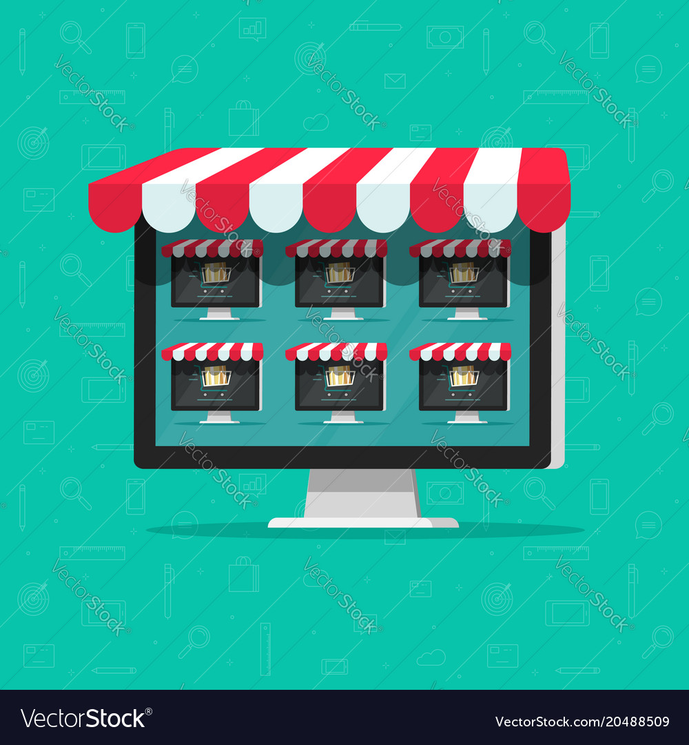 Marketplace online store flat Royalty Free Vector Image