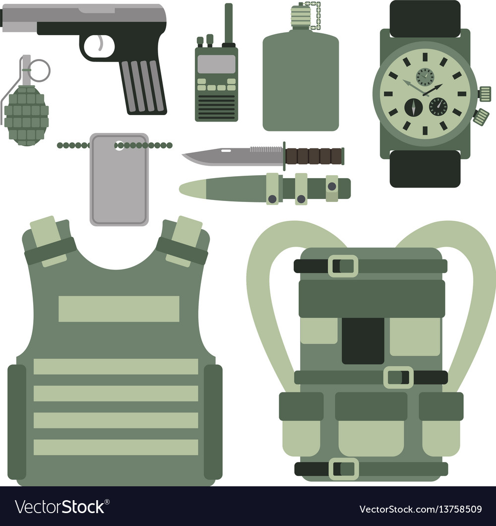 Military weapon guns symbols armor set forces