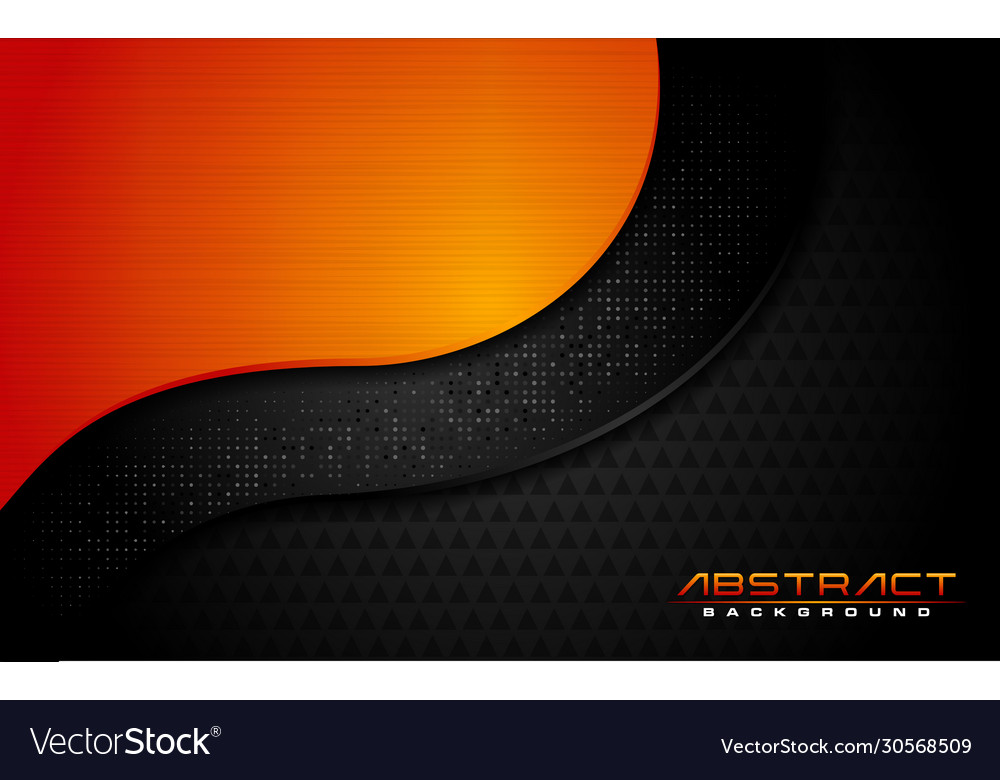 Modern dark black background and orange lines Vector Image