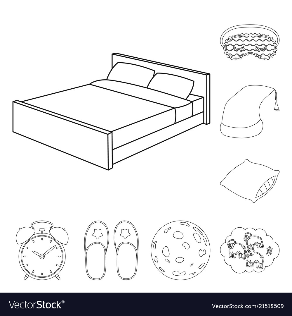 Rest and sleep outline icons in set collection