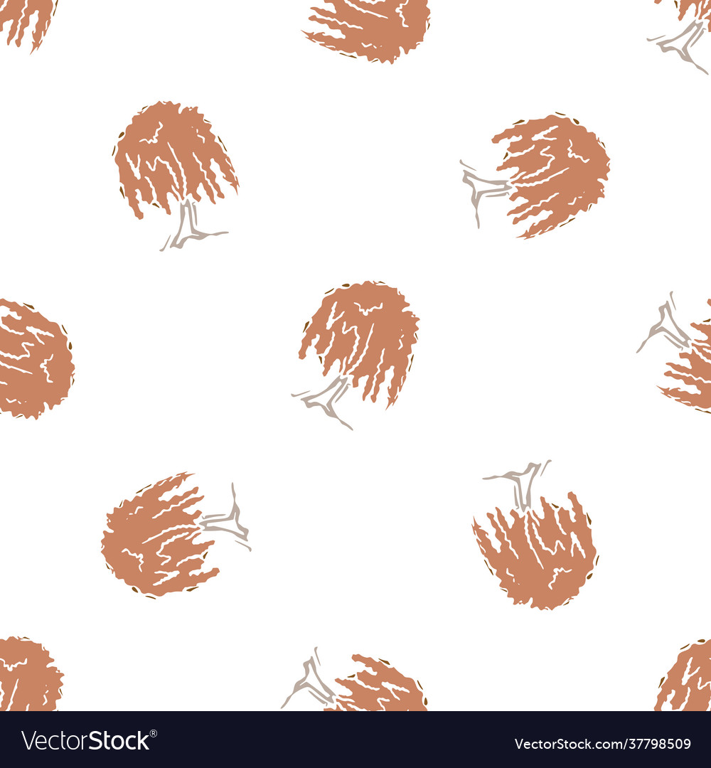 Seamless minimalist doodle tree pattern background vector image Seamless minimalist doodle tree pattern background