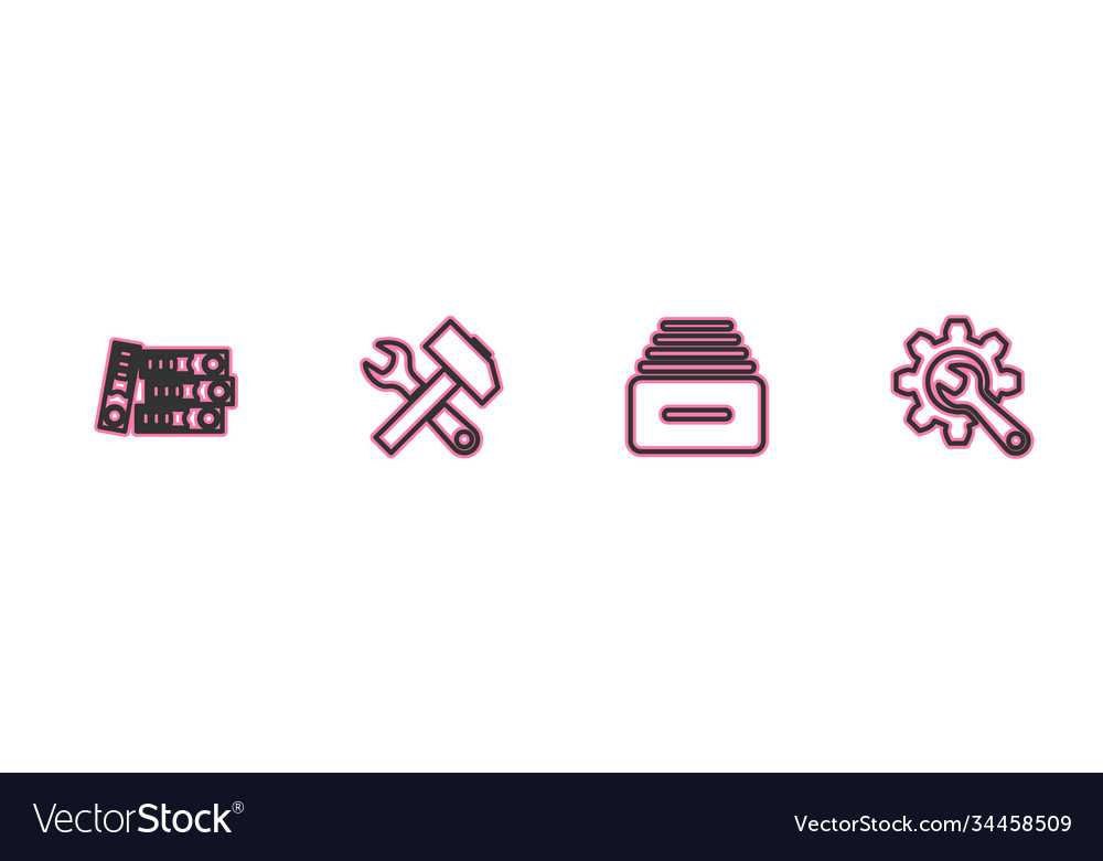 Set line office folders drawer with documents