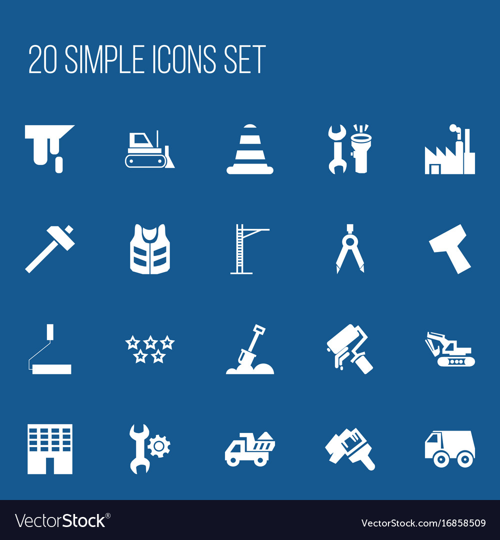Set of 20 editable building icons includes