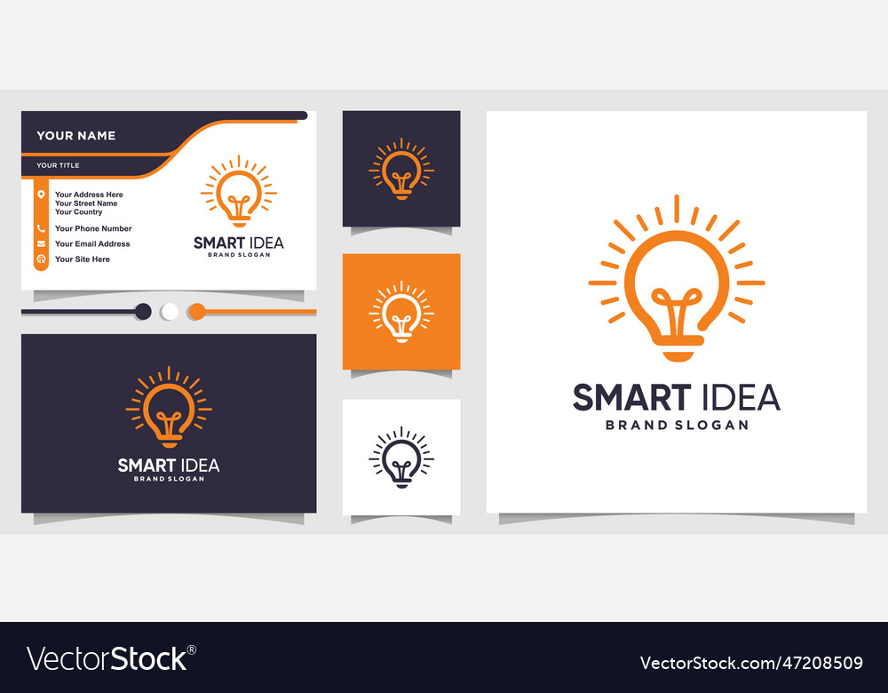 Smart Logo With Lamp Idea Concept And Business Vector Image