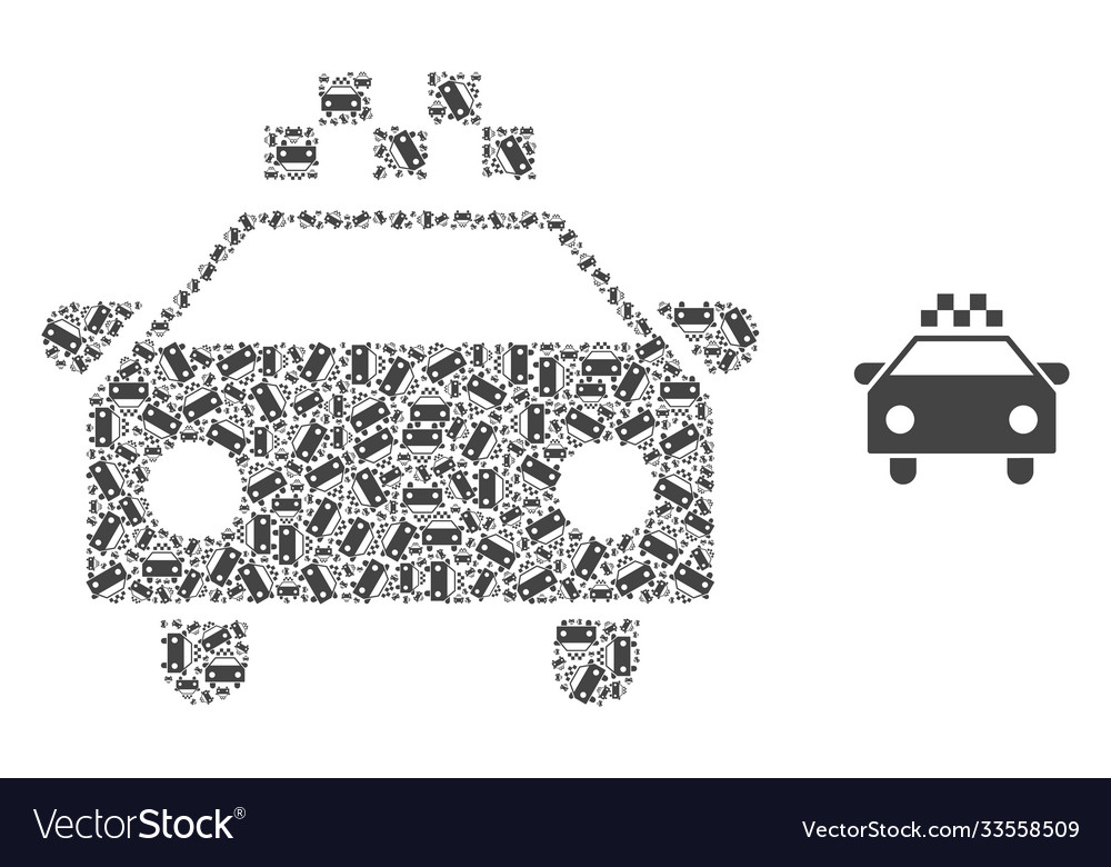 Taxi car recursion mosaic self icons vector image Taxi car recursion mosaic self icons