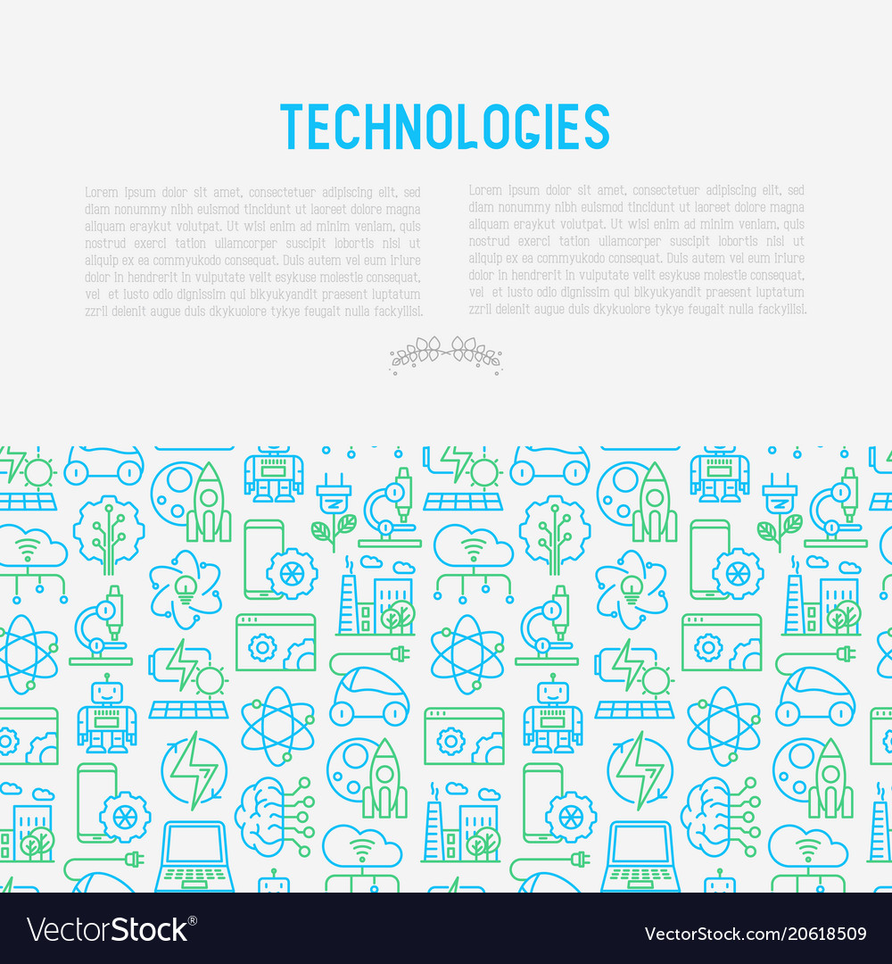 Technologies concept with thin line icons vector image Technologies concept with thin line icons