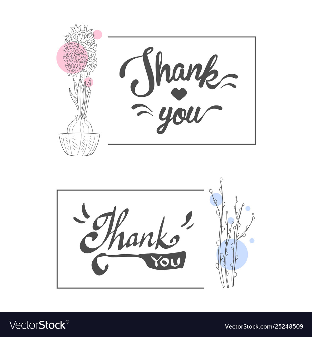 Thank you handwritten inscription elegant cards vector image Thank you handwritten inscription elegant cards