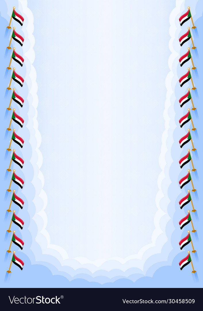 Vertical frame and border with sudan flag Vector Image Vertical frame and border with sudan flag