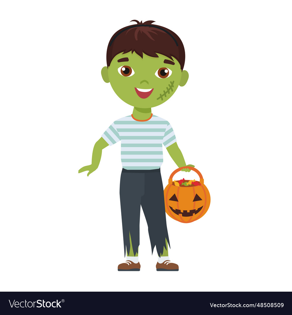 Zombie kid halloween Royalty Free Vector Image