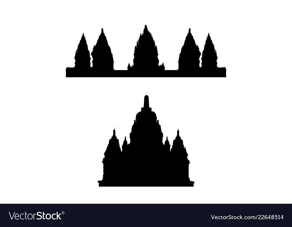 A collection of silhouettes indonesian temples