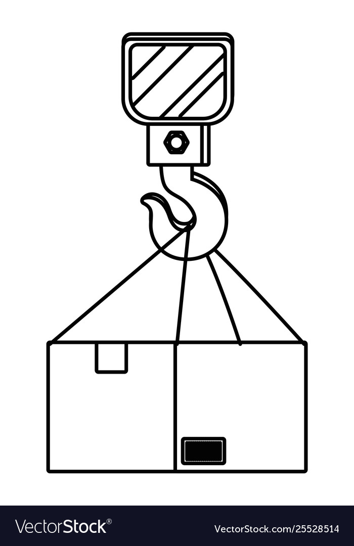 Box mit Kranhaken in schwarz und weiß