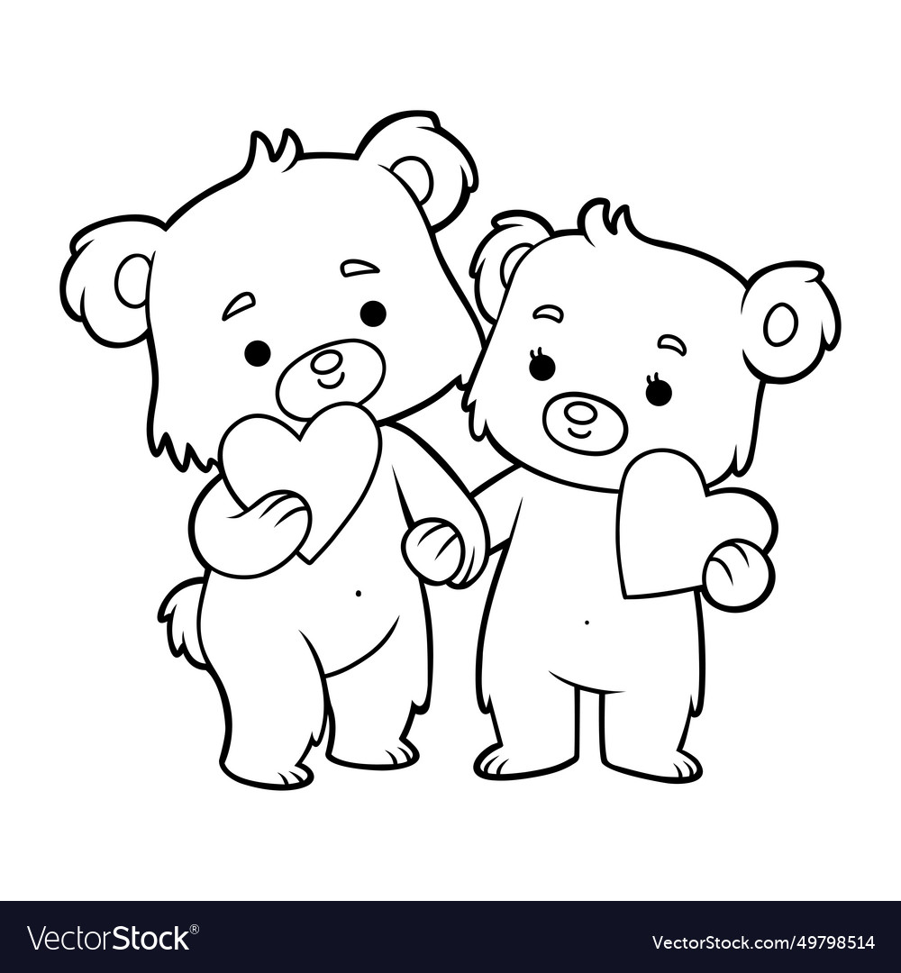 Coloring book loving couple of bears