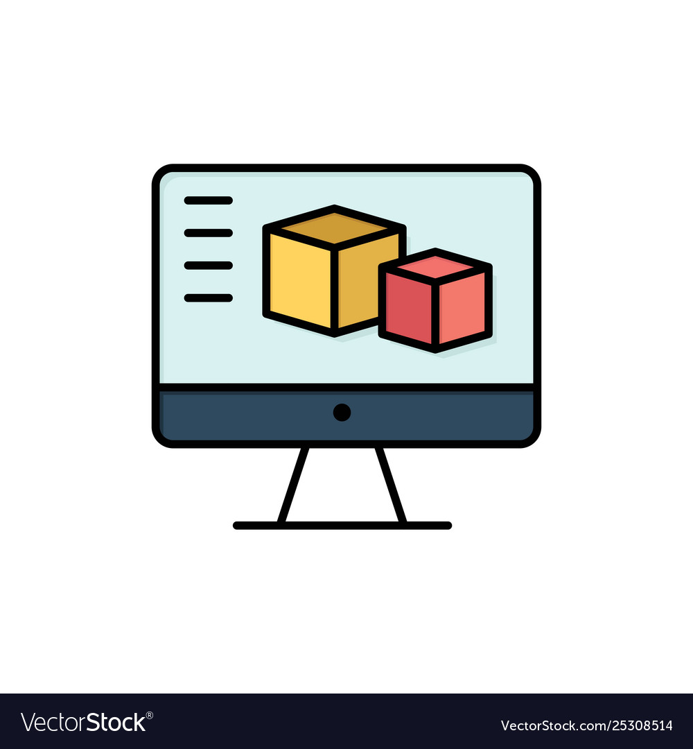 Computer monitor box computing flat color icon Vector Image Computer monitor box computing flat color icon