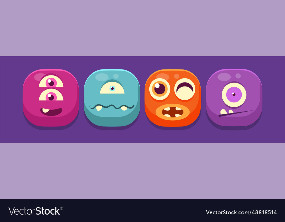 Funny square face character with emotion icon