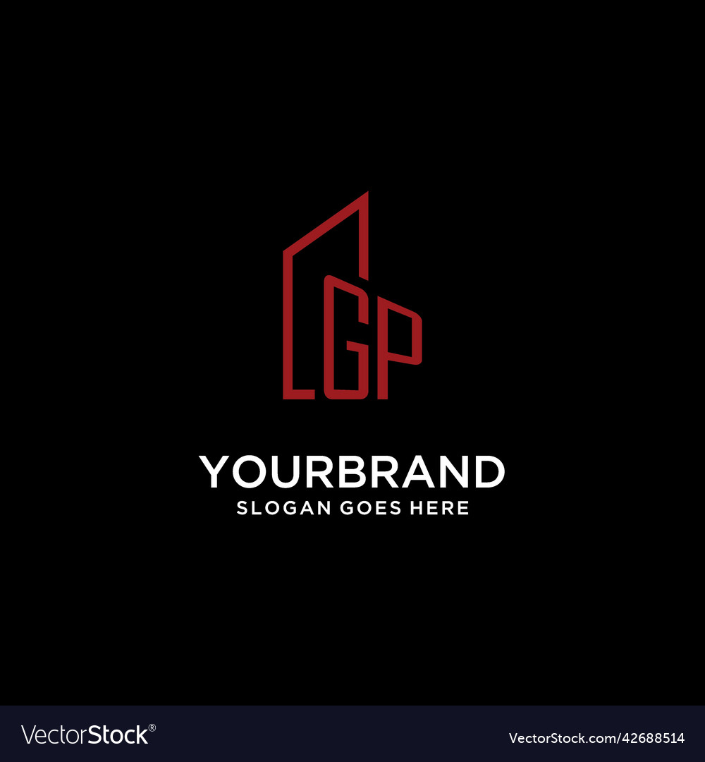 Gp initial monogram with building logo design