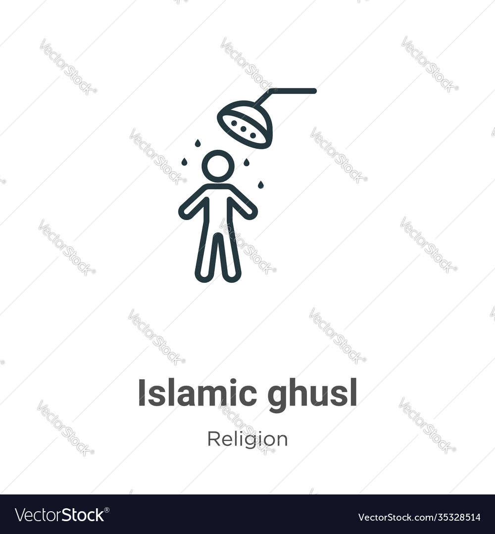 Islamic ghusl outline icon thin line black