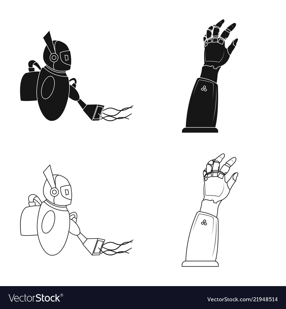 Isolated object of robot and factory icon vector image Isolated object of robot and factory icon
