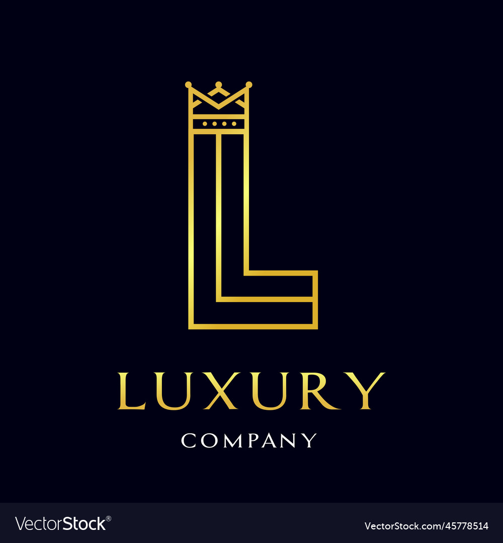 Letter l crown logo template design with gold Vector Image