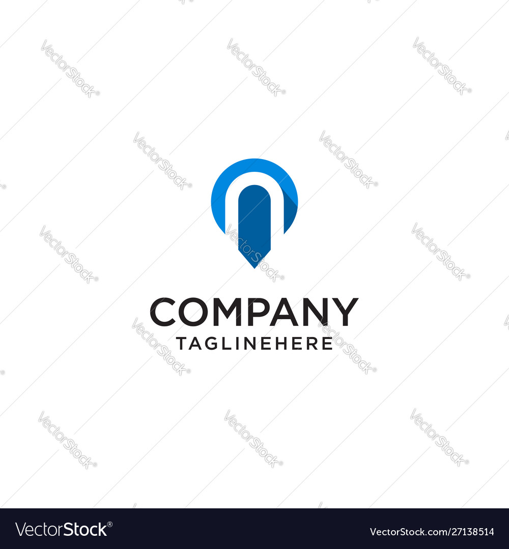 Letter n with map pointer logo design concept
