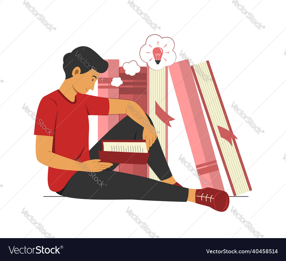 Man read a book and think good idea