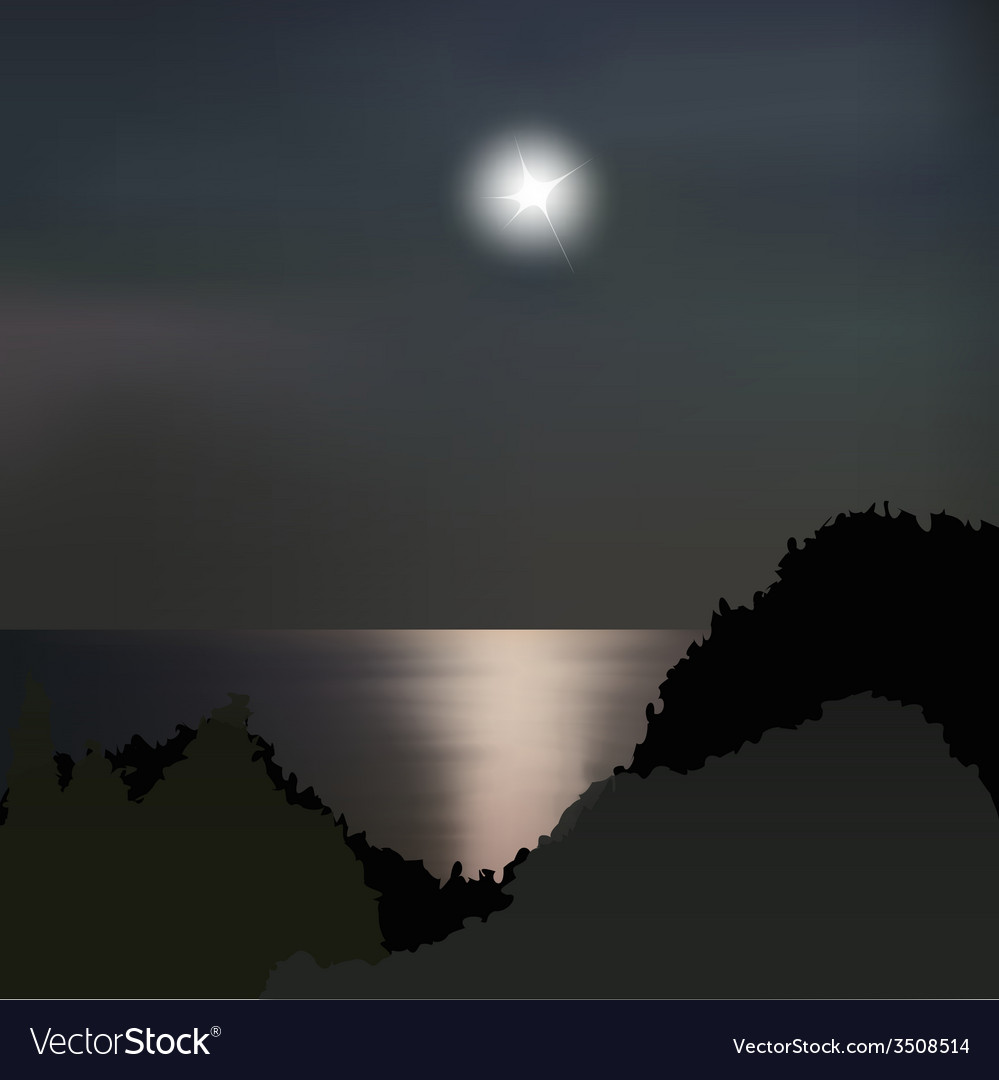 Moon path on the sea at night