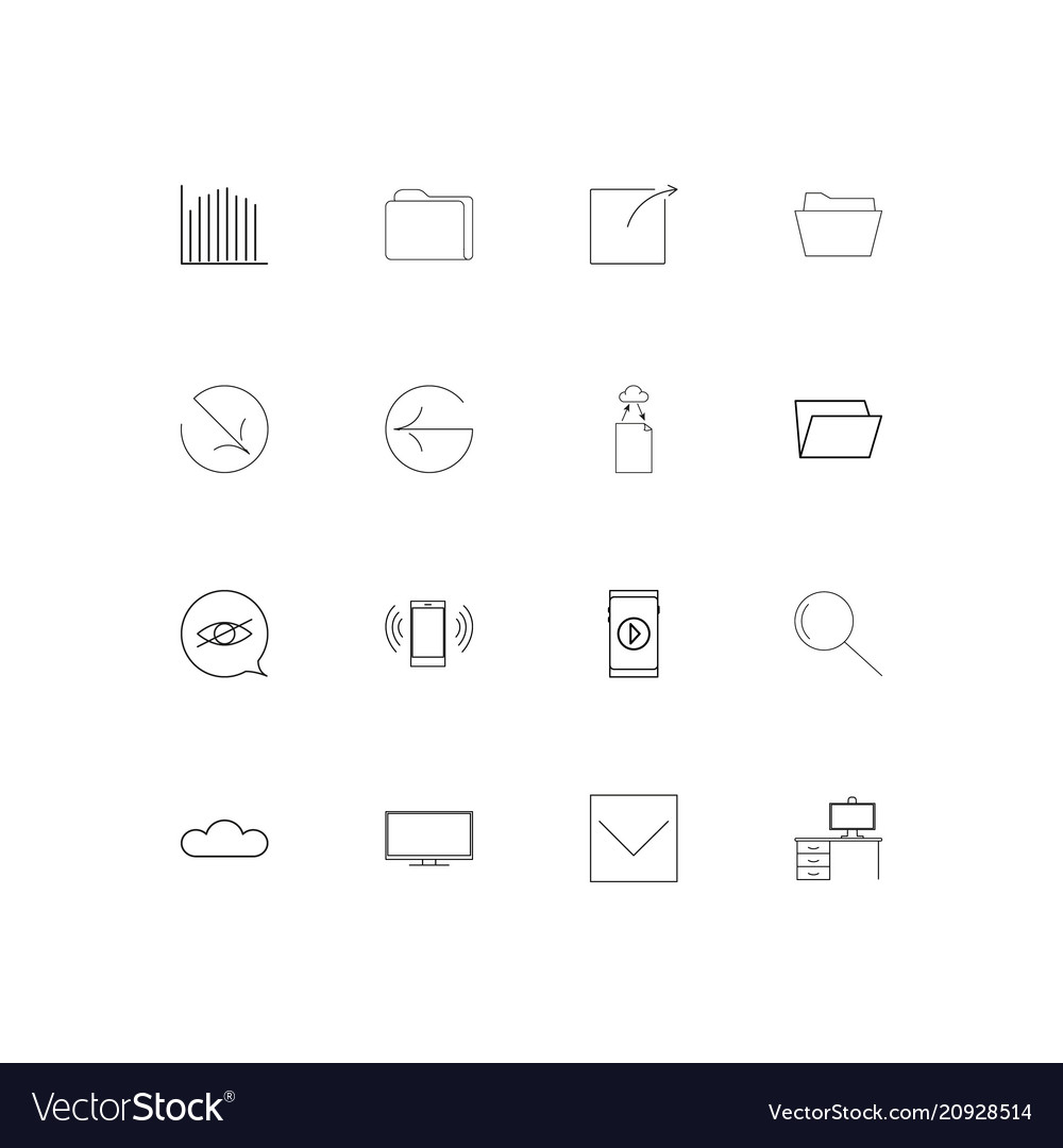 Network and database linear thin icons set
