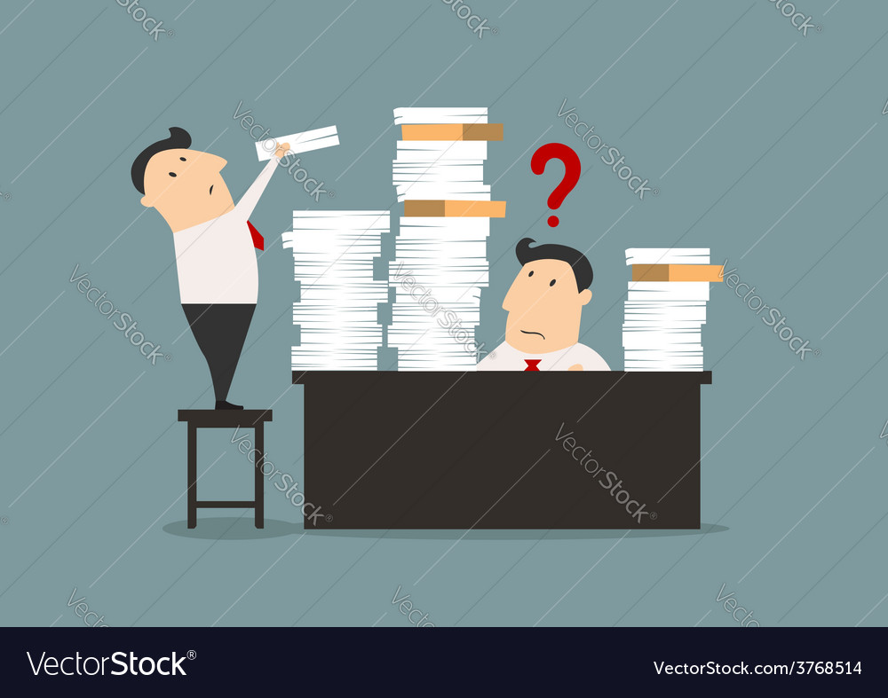 Overworked businessman being given more work Vector Image