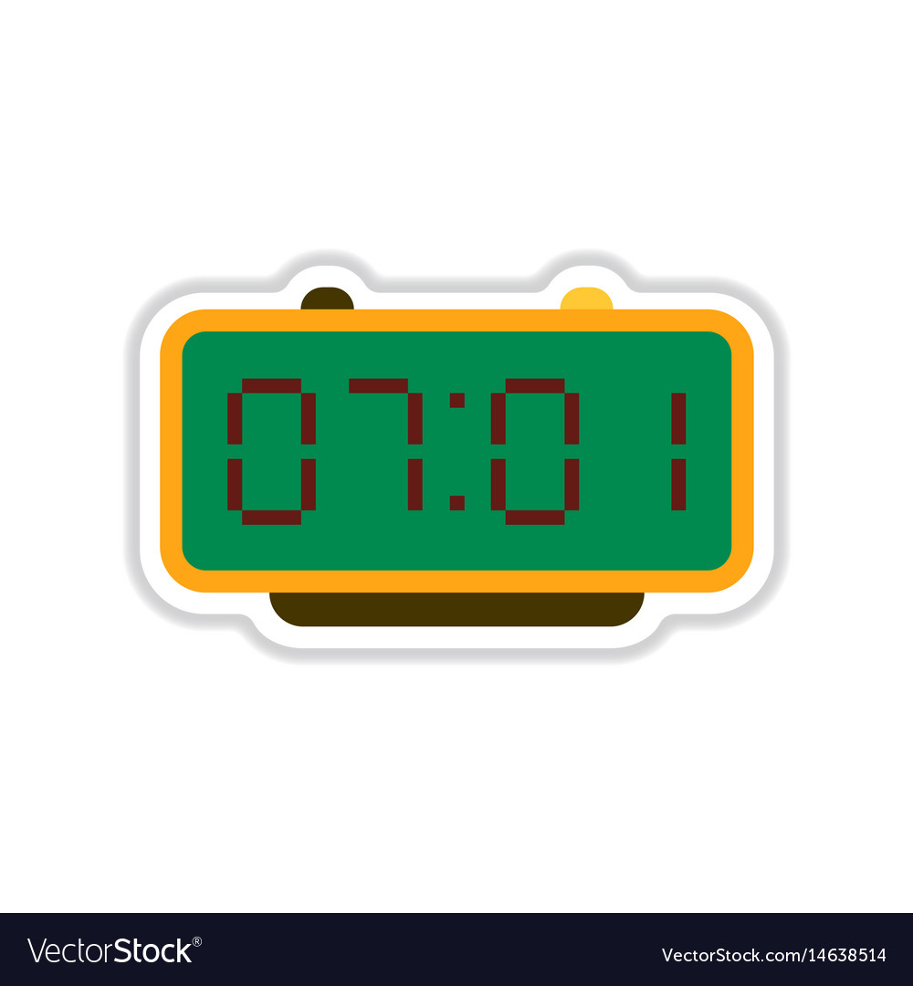 Paper sticker on white background digital watch