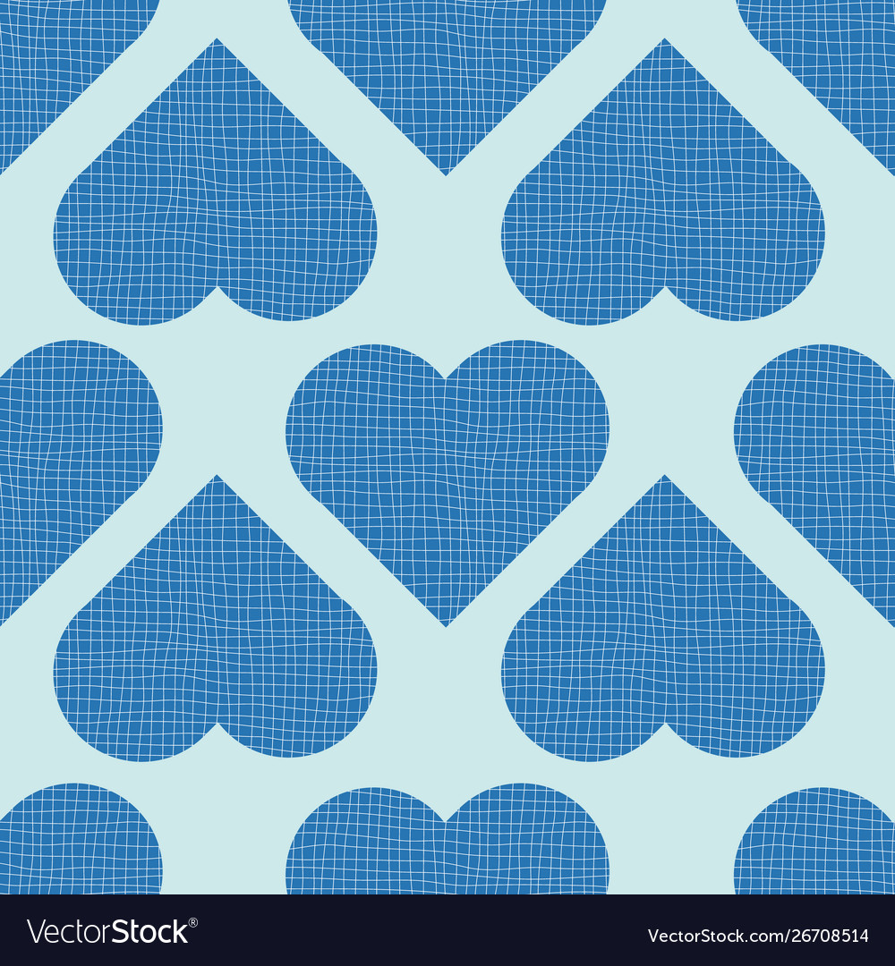 Königin Herzen in blauem Druck Wiederholungsmuster vector image Königin Herzen in blauem Druck Wiederholungsmuster
