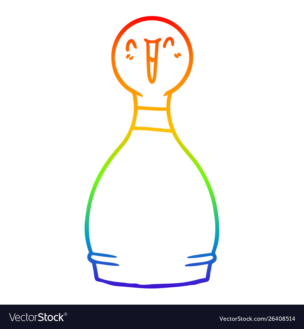 Rainbow gradient line drawing cartoon happy