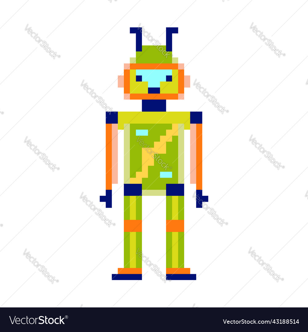 Robot in pixel art style Vector Image Robot in pixel art style