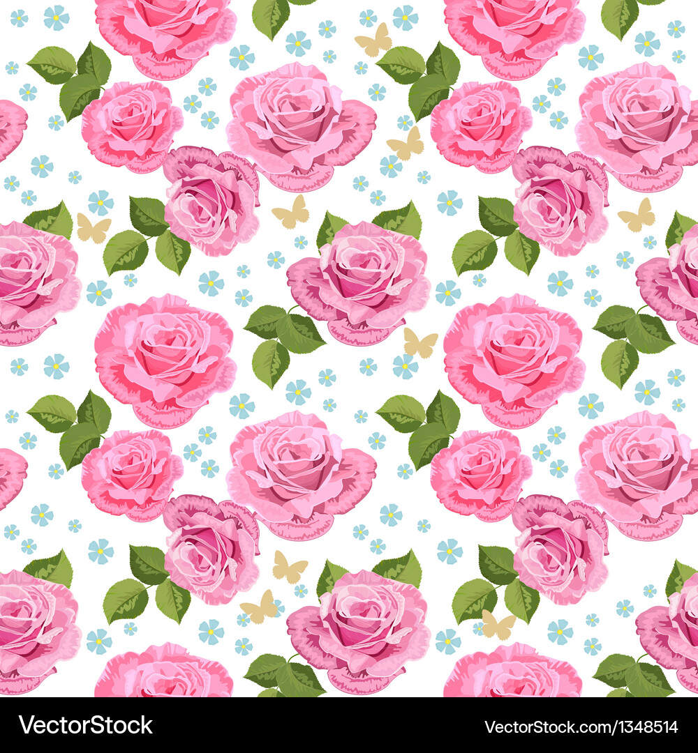 Romantic Rose Seamless Pattern Royalty Free Vector Image