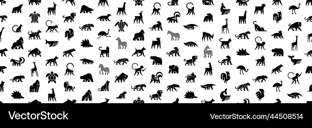 Seamless pattern with animals logos Royalty Free Vector