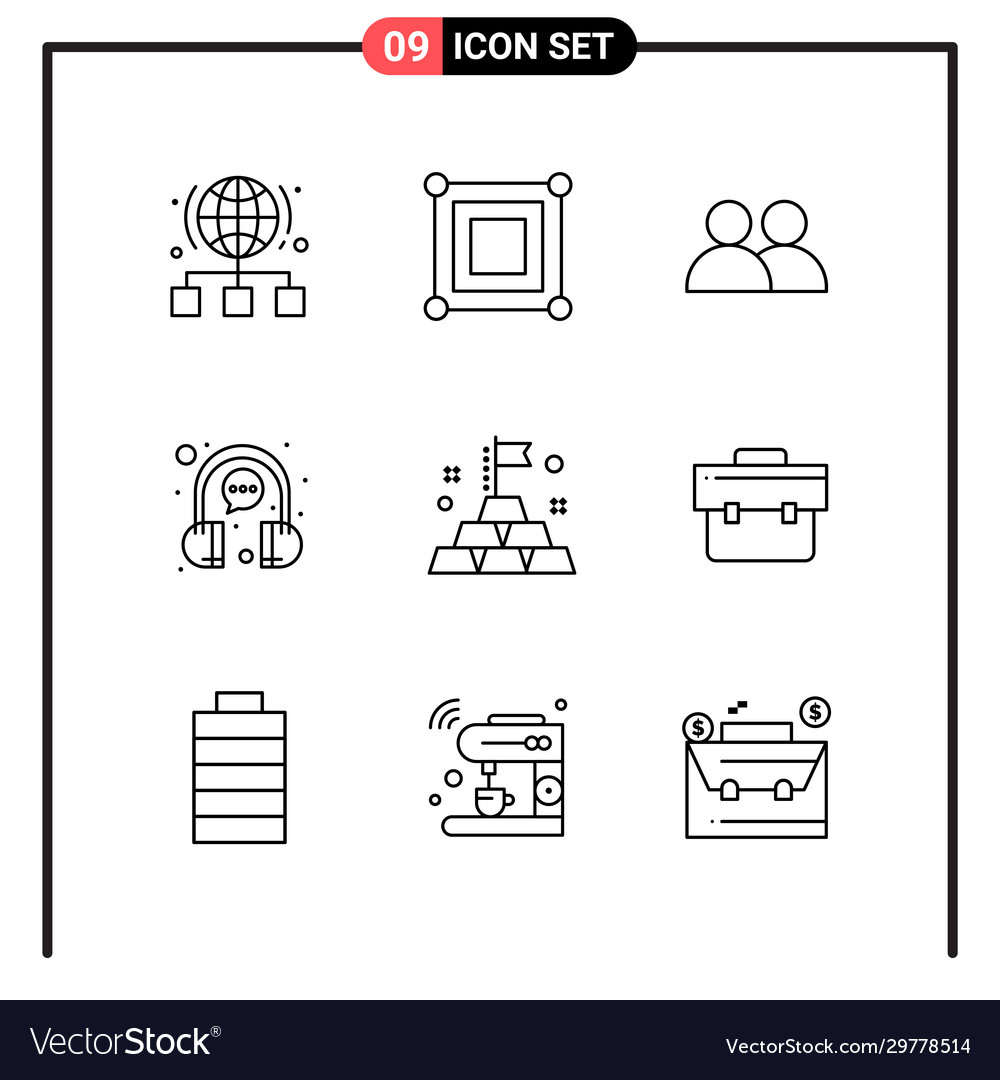 Set 9 line style icons for web and mobile vector image Set 9 line style icons for web and mobile