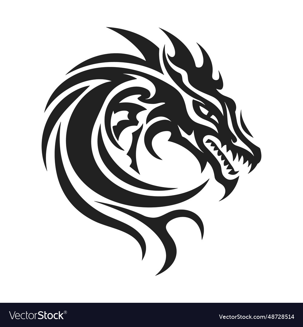 Tribal tattoo of the dragon head silhouette vector image Tribal tattoo of the dragon head silhouette