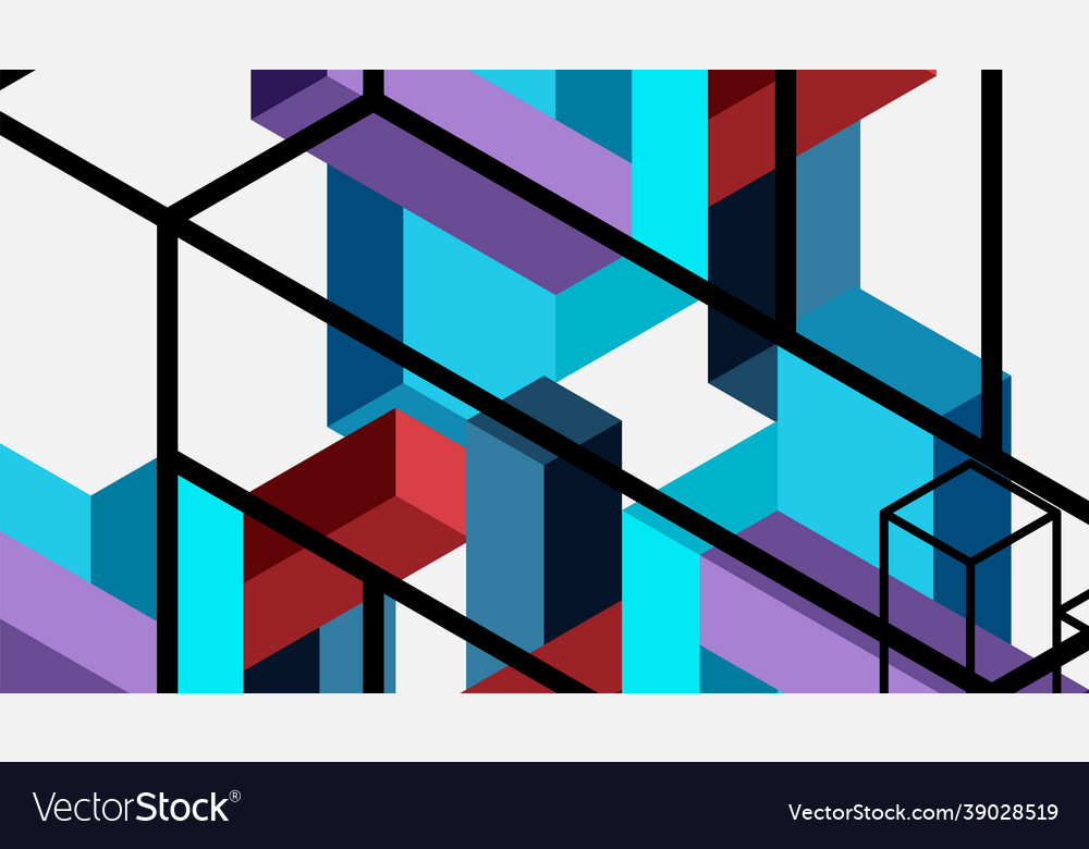 Abstract background 3d cubes cubic elements vector image Abstract background 3d cubes cubic elements