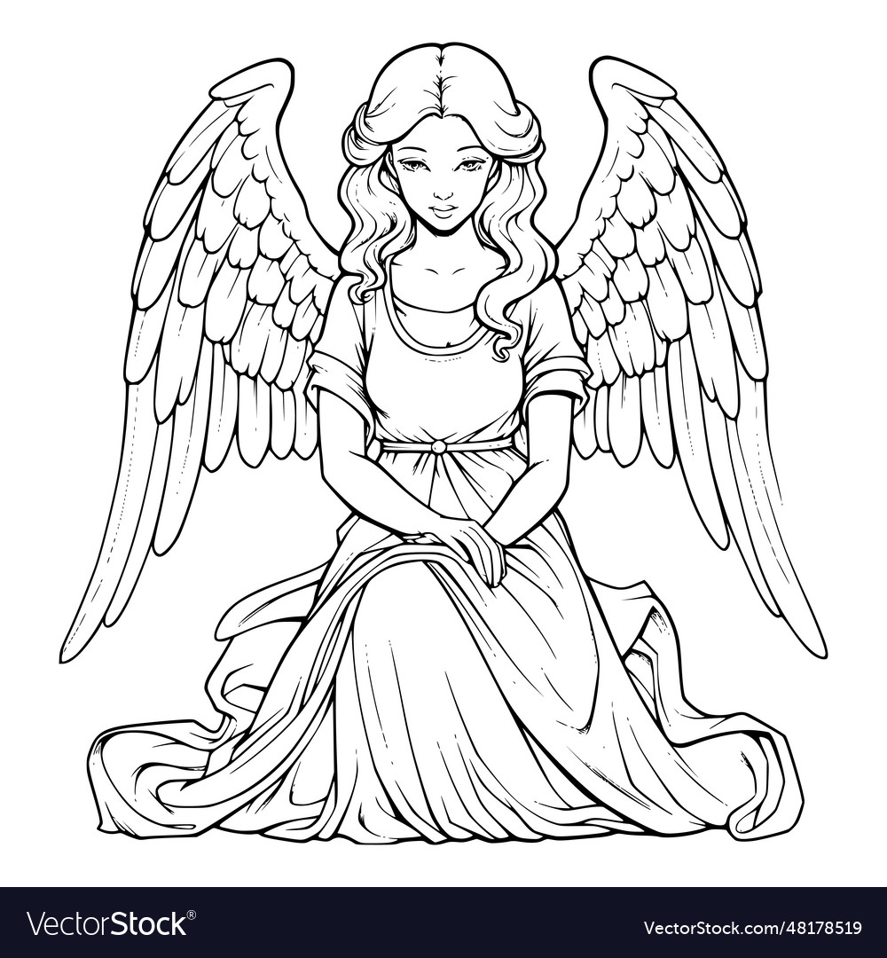 Angel coloring pages for kids Royalty Free Vector Image