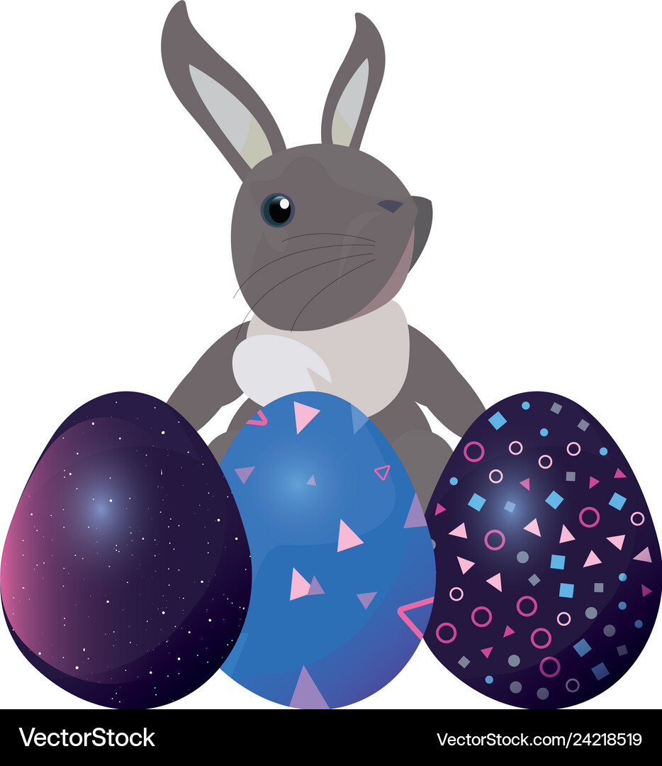 Cute rabbit and eggs easter Royalty Free Vector Image