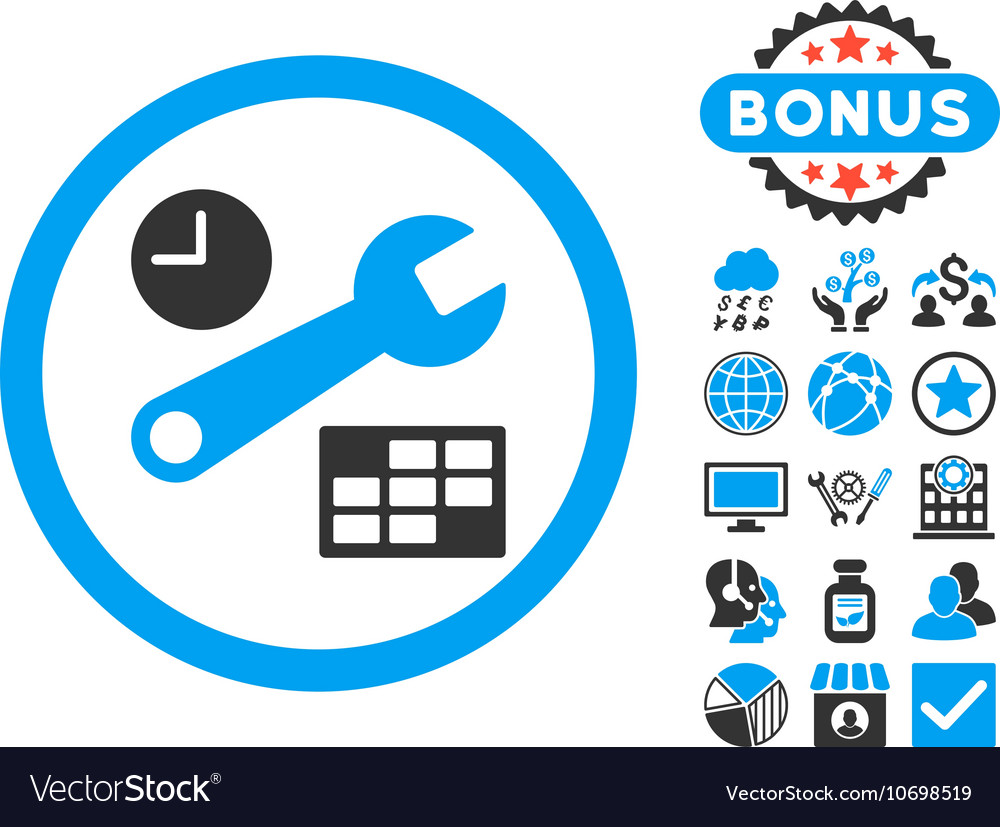 Date and time setup flat icon with bonus