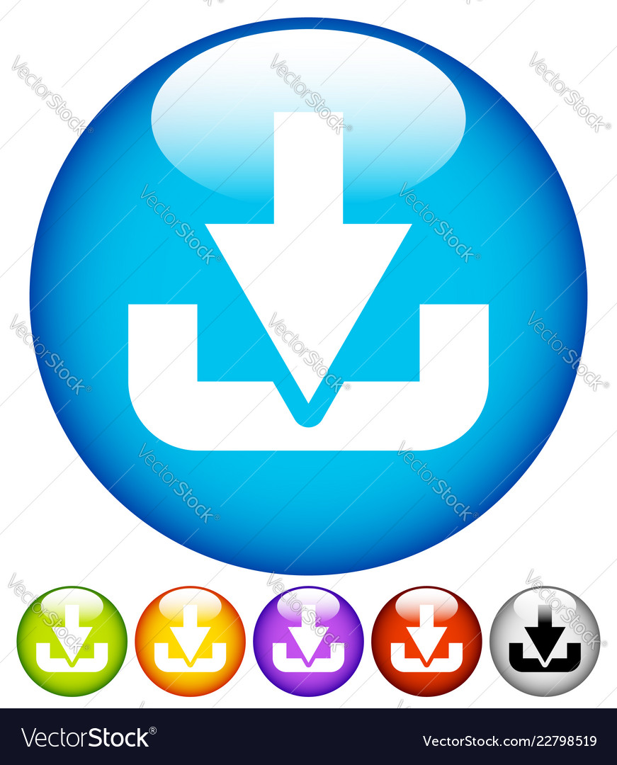 Download button or icon with arrow pointing vector image Download button or icon with arrow pointing