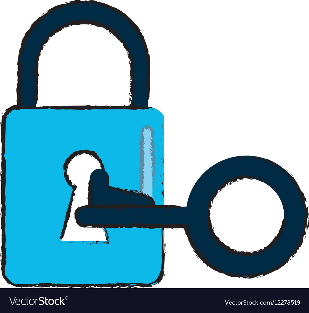 Drawing padlock key security system technology
