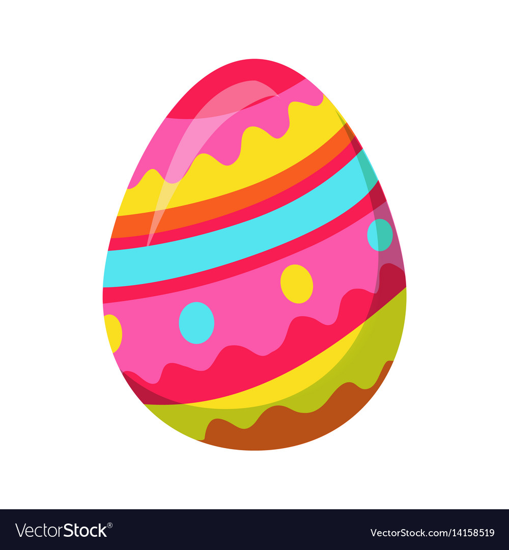 Easter egg with zigzag colorful lines Royalty Free Vector