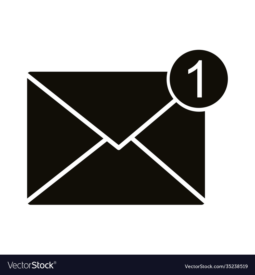 Envelope mail with number one block style icon vector image Envelope mail with number one block style icon