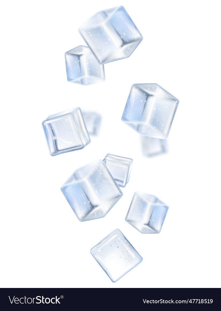 Falling ice cube isolated on transparent vector image Falling ice cube isolated on transparent