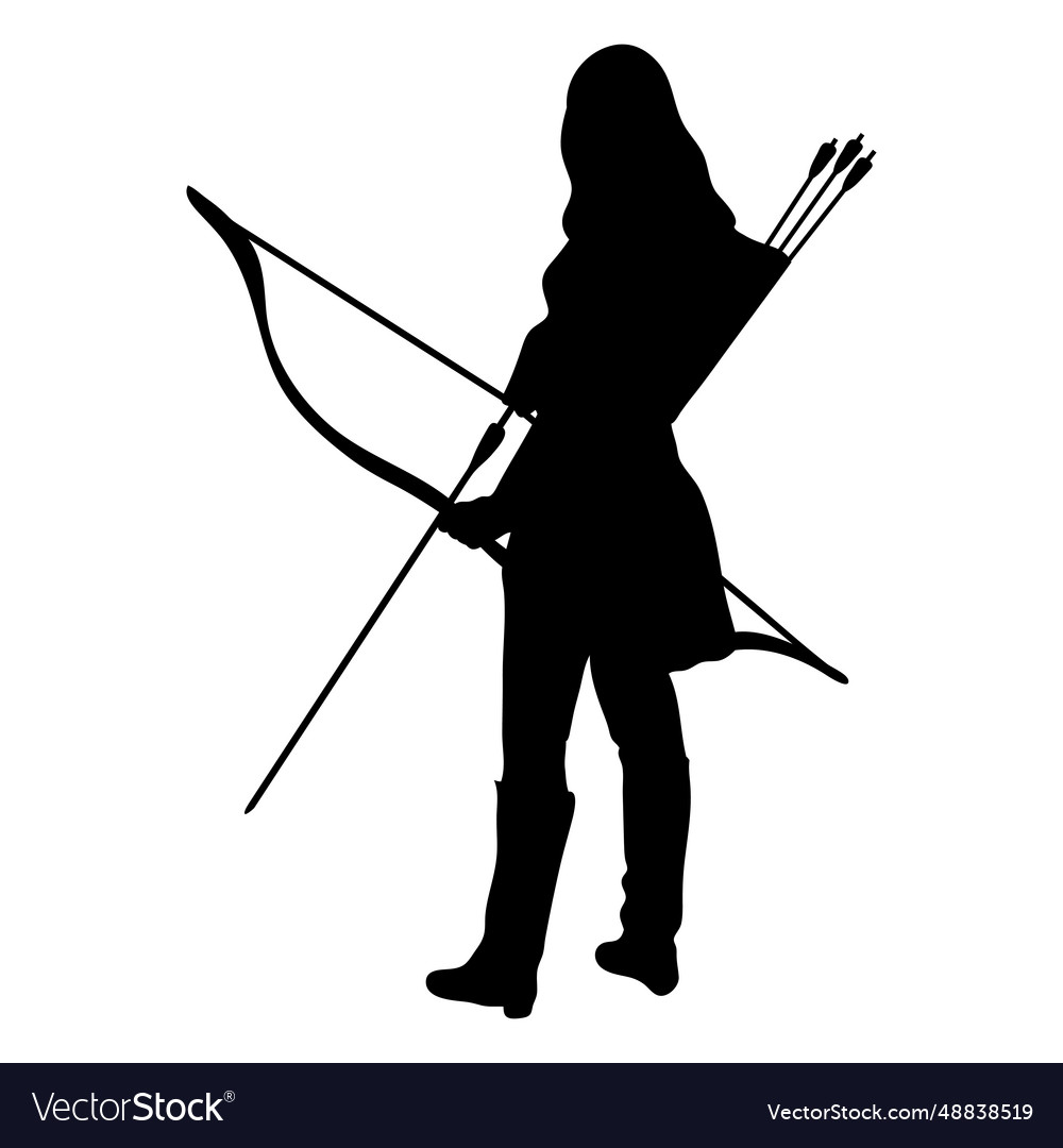 Female archer silhouette Royalty Free Vector Image