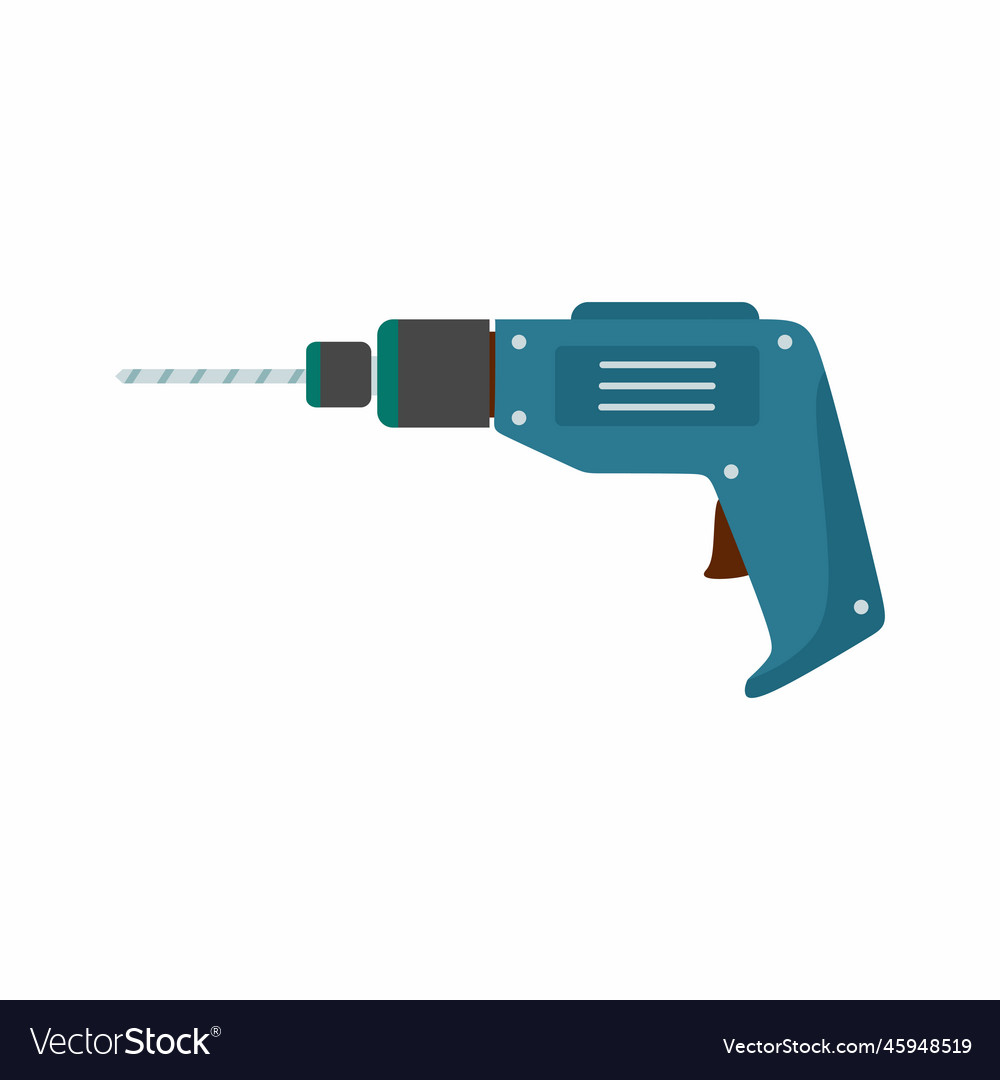 Hand drill icon in flat design isolated on white