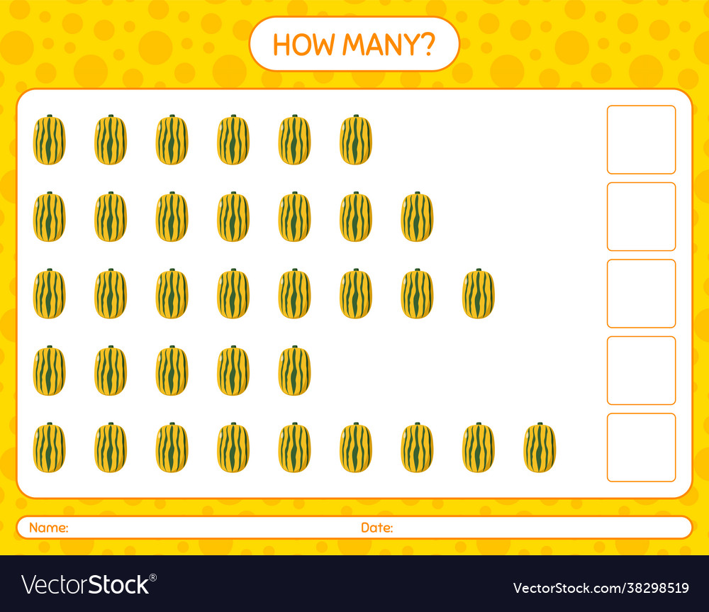 How many counting game with delicata squash vector image How many counting game with delicata squash